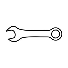 Wrench or spanner line icon. Combination wrench with open and ring ends. Vector Illustration