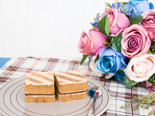 Coffee cakes on gray plate
