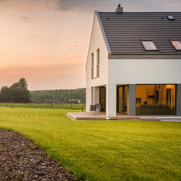 Modern villa with wide lawn