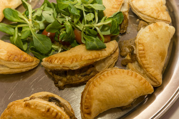 Folic pockets with mushrooms on the table with dinner