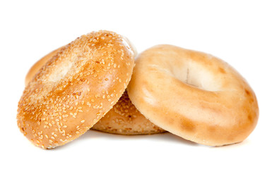 Bagels on white background