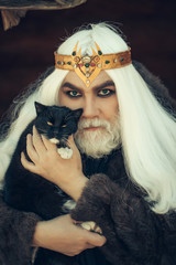 Old druid with cat