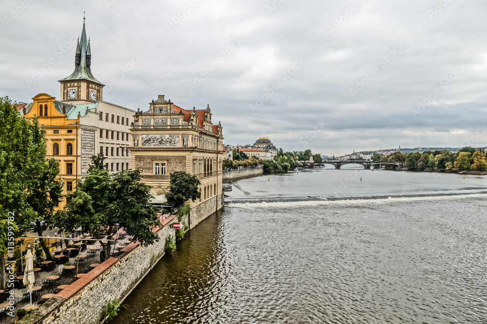 Wall mural Moldova river in Prague, Czech Republic