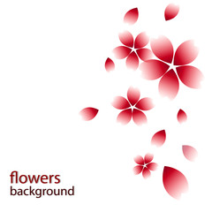 Abstract background with paper flowers and place for text. Vector illustration. Cherry blossoms on white background. 