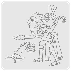 monochrome icon with symbols from Aztec codices for your design