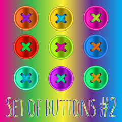 Set of 9 color clothing buttons. Sewing buttons set for patchwork