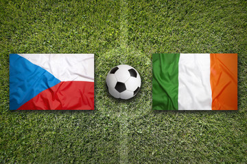 Czech Republic vs. Ireland flags on soccer field