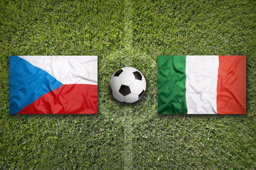 Czech Republic vs. Italy flags on soccer field