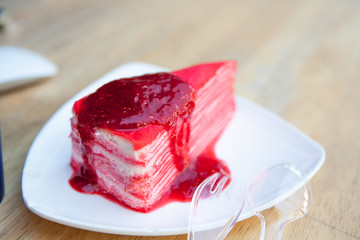 Crepe cake with strawberry