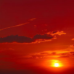 Bright red sunrise