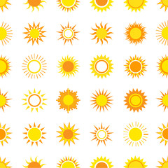 Suns on the sky seamless pattern