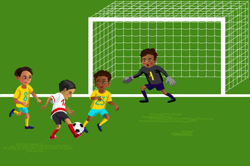 soccer kids stroke of the ball