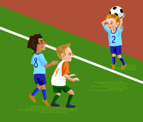 soccer kids throw the ball