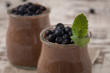 chia  chocolate pudding with blueberry