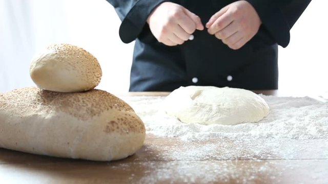 chef knead the dough