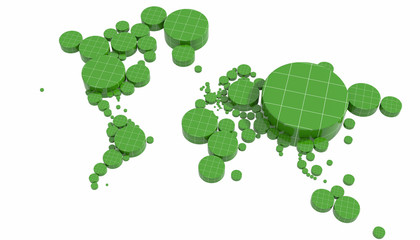 Mappa 3D Terra con cilindri e materiali diversi