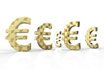 Euro Currency in Gold 3D Rendering