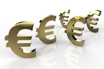 Euro Currency in Gold 3D Rendering