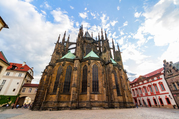 Famous St. Vitus Cathedral Prague, Czech Republic. Sunny evening