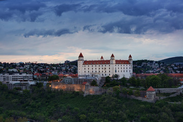 Bratislava castle in evening twilight, Slovakia