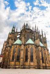 Fototapeta na wymiar Famous St. Vitus Cathedral Prague, Czech Republic. Sunny evening