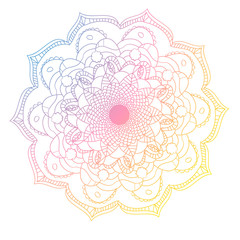 Watercolor mandala, Decor for your design, lace ornament in form of round pattern in oriental style. Colorful ornamental ethnic banner set. Templates with doodle tribal mandalas.