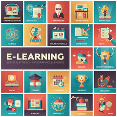 E-learning - modern flat design isquare icons
