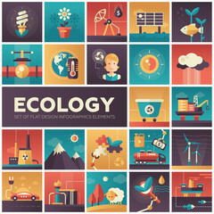 Naklejka premium Ecology - modern flat design isquare icons