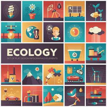 Ecology - modern flat design isquare icons