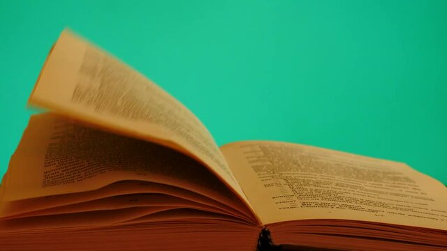 wind turn the page of book  chroma key