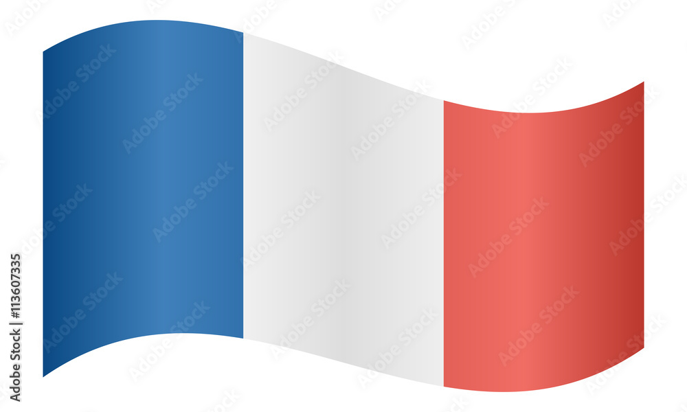 Sticker Flag of France waving on white background