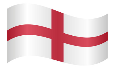 Flag of England waving on white background