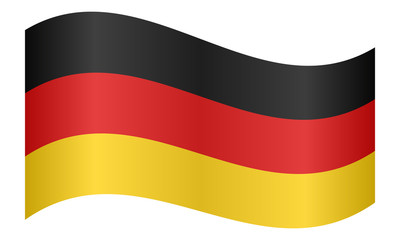Flag of Germany waving on white background