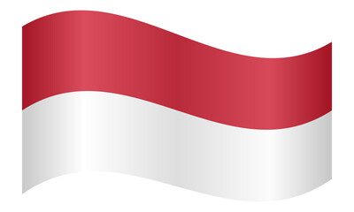 Flag of Indonesia waving on white background