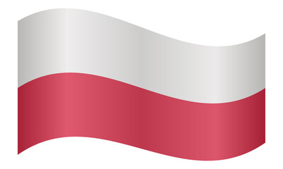Flag of Poland waving on white background