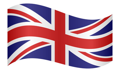 Flag of the United Kingdom waving on white background