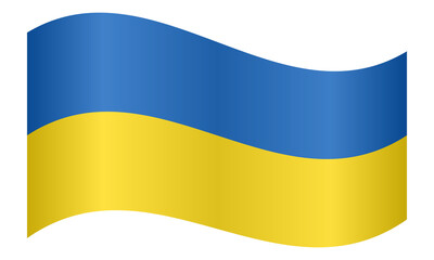 Flag of Ukraine waving on white background