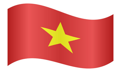 Flag of Vietnam waving on white background