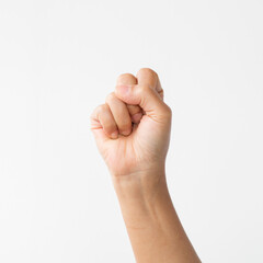 Hand on white background