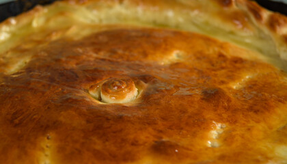 Obraz premium homemade round cake isolated on table background