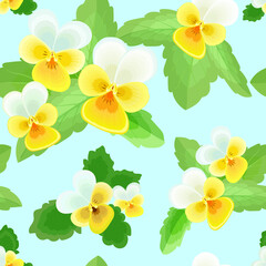 Pansies on a Blue Background