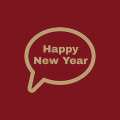 The speech bubble with the word happy new year icon. Celebration and holiday, christmas symbol. Flat