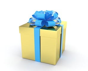 gift box with bows isolated on white. 3d rendering.