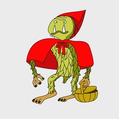 little red riding hood as a funny monster with big teeth