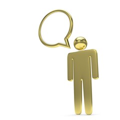 3d man with talk bubbles isolated over a white background. 3d rendering.