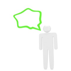 3d man with talk bubbles isolated over a white background. 3d rendering.