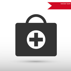 First aid kit. Black icon vector and jpg. Flat style object. 