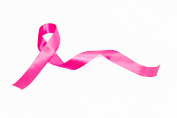 Pink ribbon isolated on white background