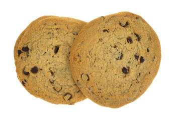 Gluten-free chocolate chip cookies on a white background.