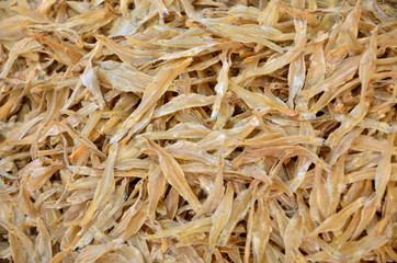 Dry fish at the market in Thailand